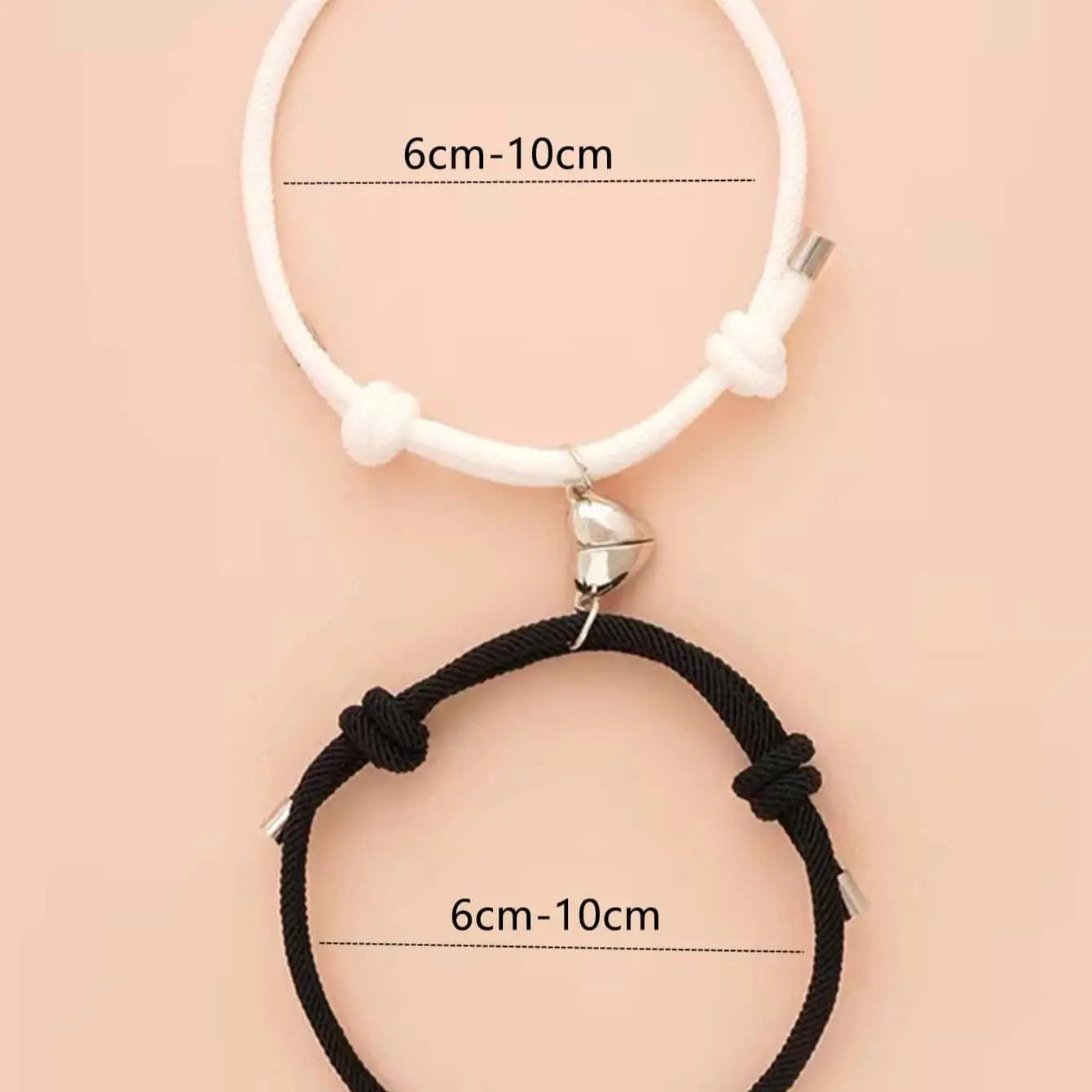 2 Piece Color Black White Hand Rope Love Magnetic for a Couple or Best Friend
