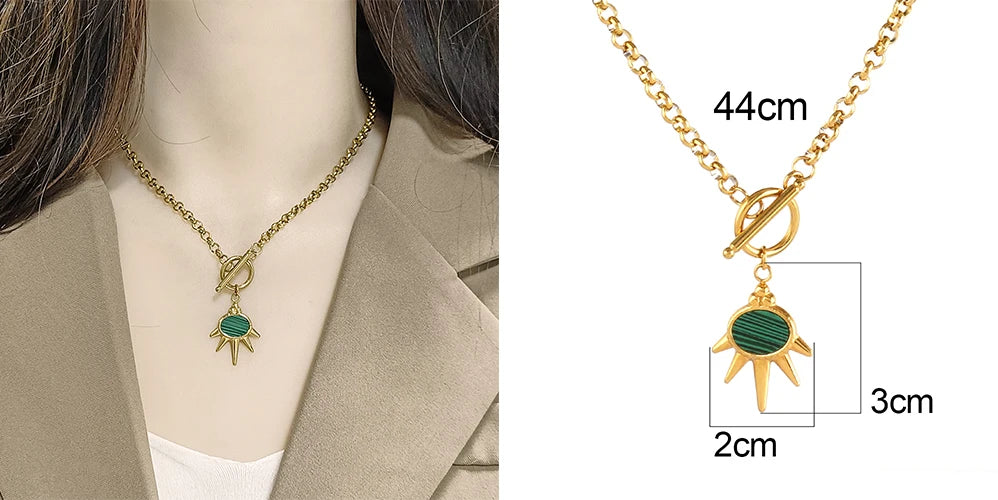 316L Stainless Steel Heart Necklace For Women OT Buckle Choker Necklace Eye Shape Color Enamel Pendant Necklaces Chains Jewelry