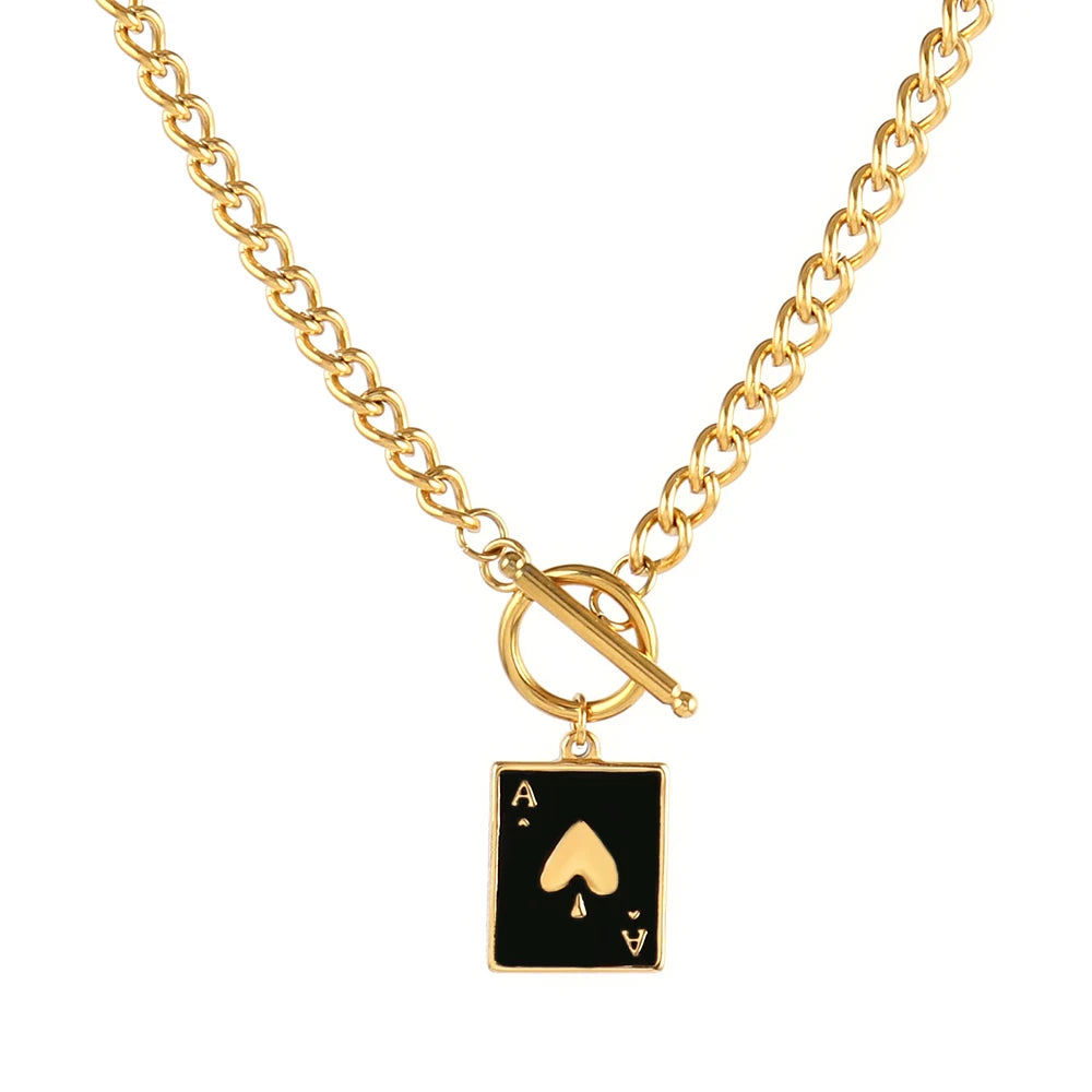316L Stainless Steel Heart Necklace For Women OT Buckle Choker Necklace Eye Shape Color Enamel Pendant Necklaces Chains Jewelry